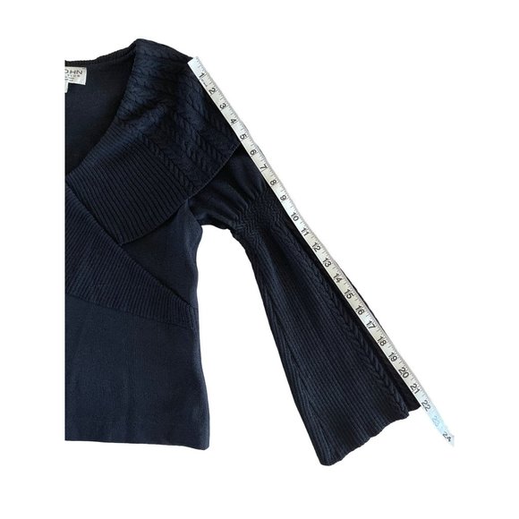 St. John‎ Collection by Marie Gray Black Faux Wrap Bell Sleeve Sweater 0 - Picture 9 of 11